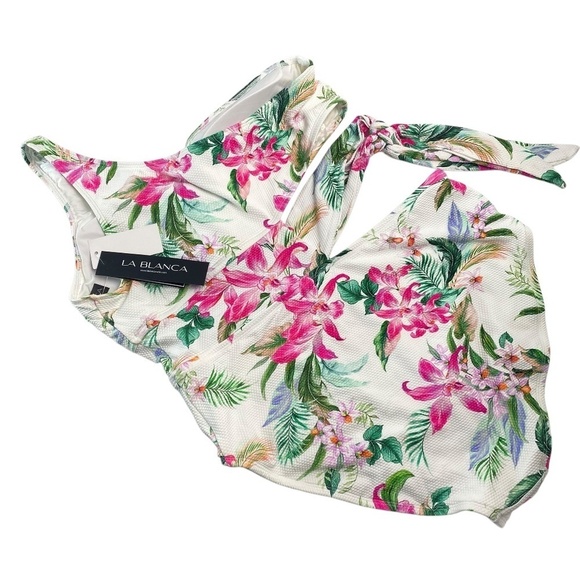 LA BLANCA Mystic Palms Cutout One Shoulder One-Piece Swimsuit Size 16 NWT - Picture 3 of 7
